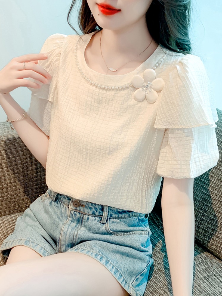 OD033: áo sơ mi nữ cao cấp tay ngắn kiểu Pháp