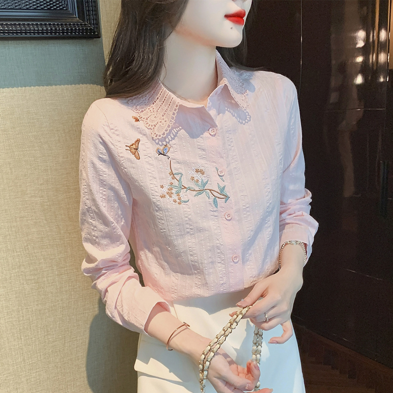 OD094: áo sơ mi nữ phối ren