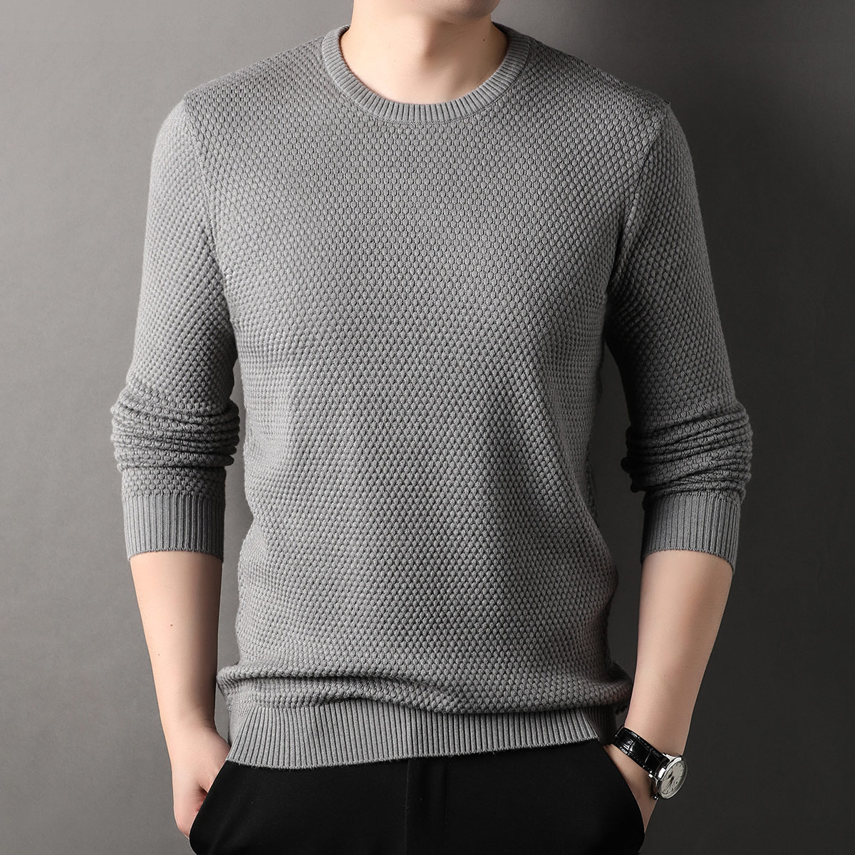 OD320: áo len nam dứa jacquard len dệt kim