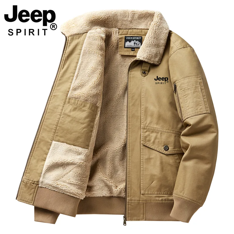 OH162: Áo khoác nam JEEP bằng len cừu, kiểu dáng mới Thu/Đông, ấm áp và chất liệu cotton