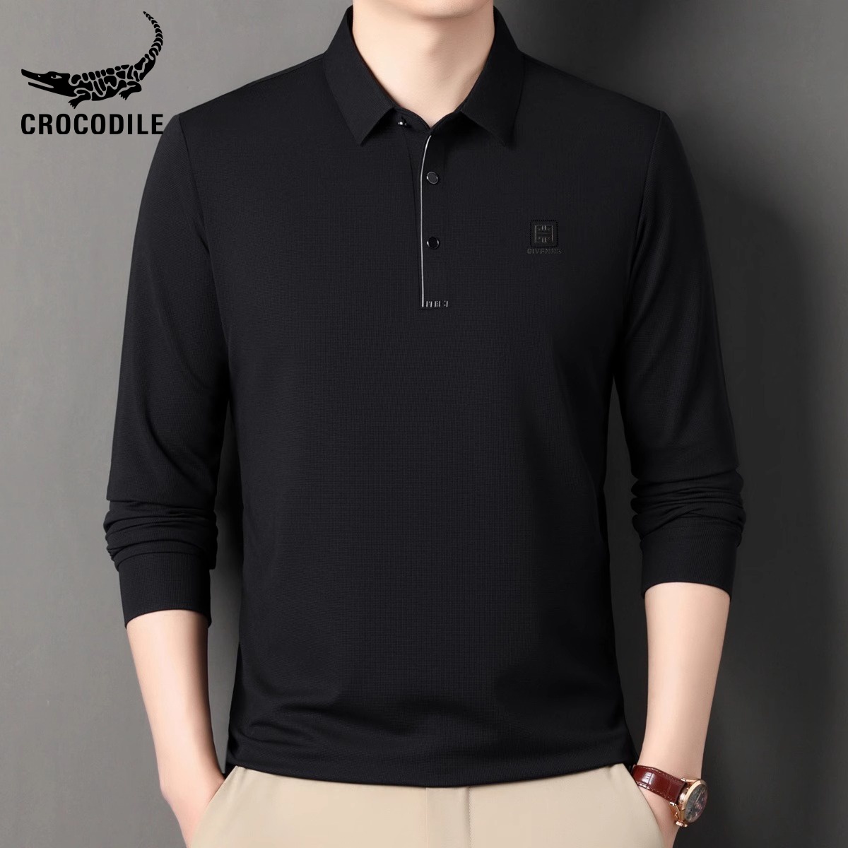 OE276: Áo thun nam cao cấp dài tay thương hiệu Áo thun Polo áo sơ mi nam cao cấp