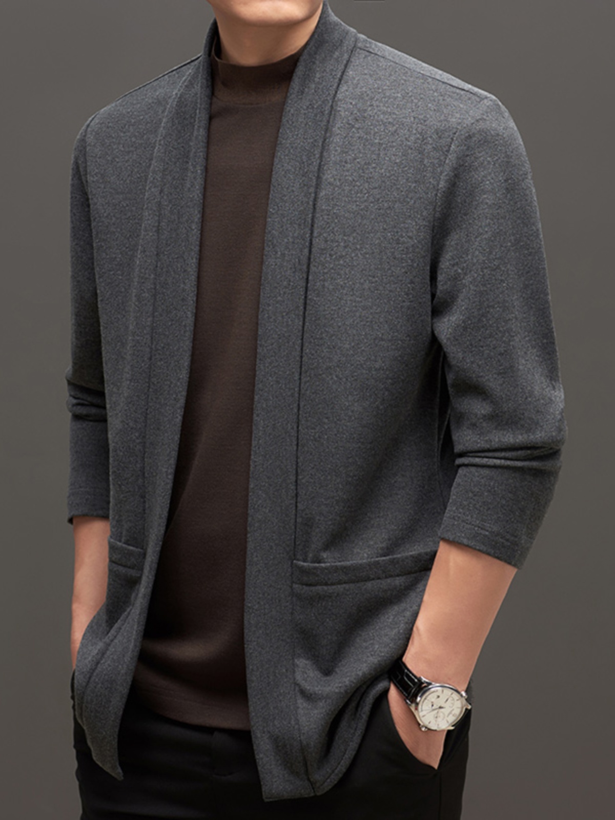 Mã B230: áo khoácdài cardigan nam phong cách hàn quốc