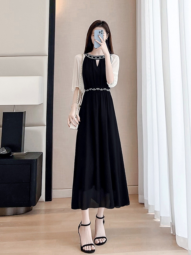 OD225: đầm dài quá gối voan Pháp