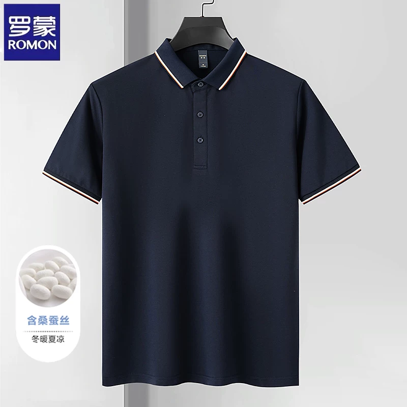 OH003: Áo polo ngắn tay bằng lụa Romon dành cho nam, kiểu dáng công sở