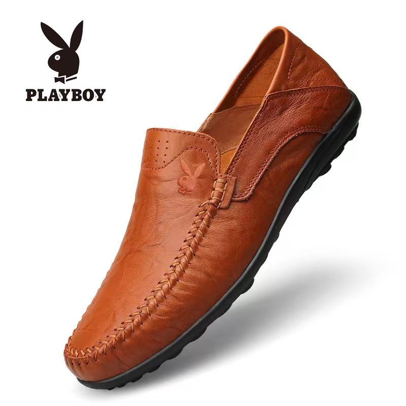 OE302: Giày nam cao cấp Playboy giày mũi tròn giày da giày lười phong cách Hàn Quốc thoải mái