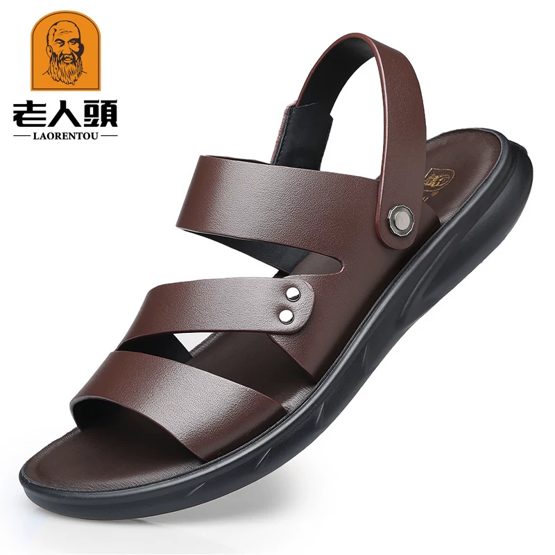 OH096: Dép xăng đan dành cho nam cao cấp sandal ,da thật, chống trơn trượt, đế mềm