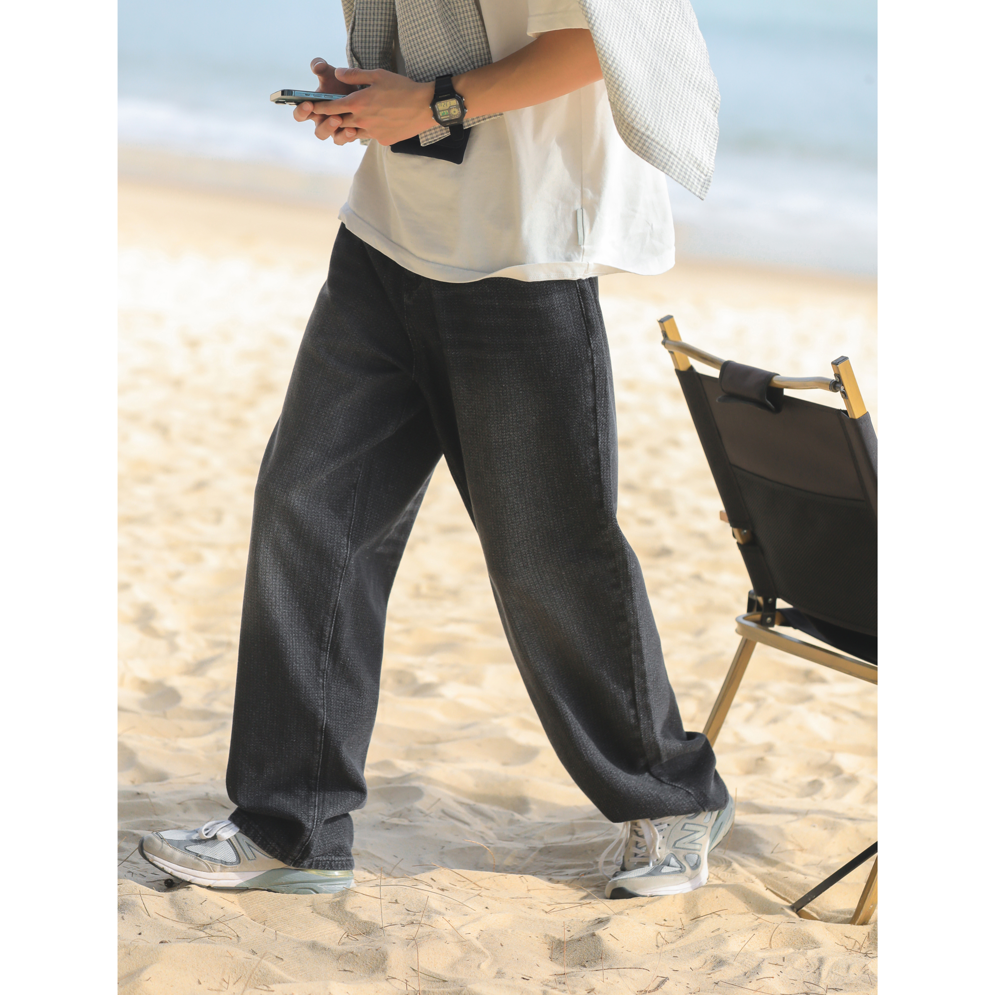 Mã C071: quần jeans nam ống rộng wash gradient cao cấp