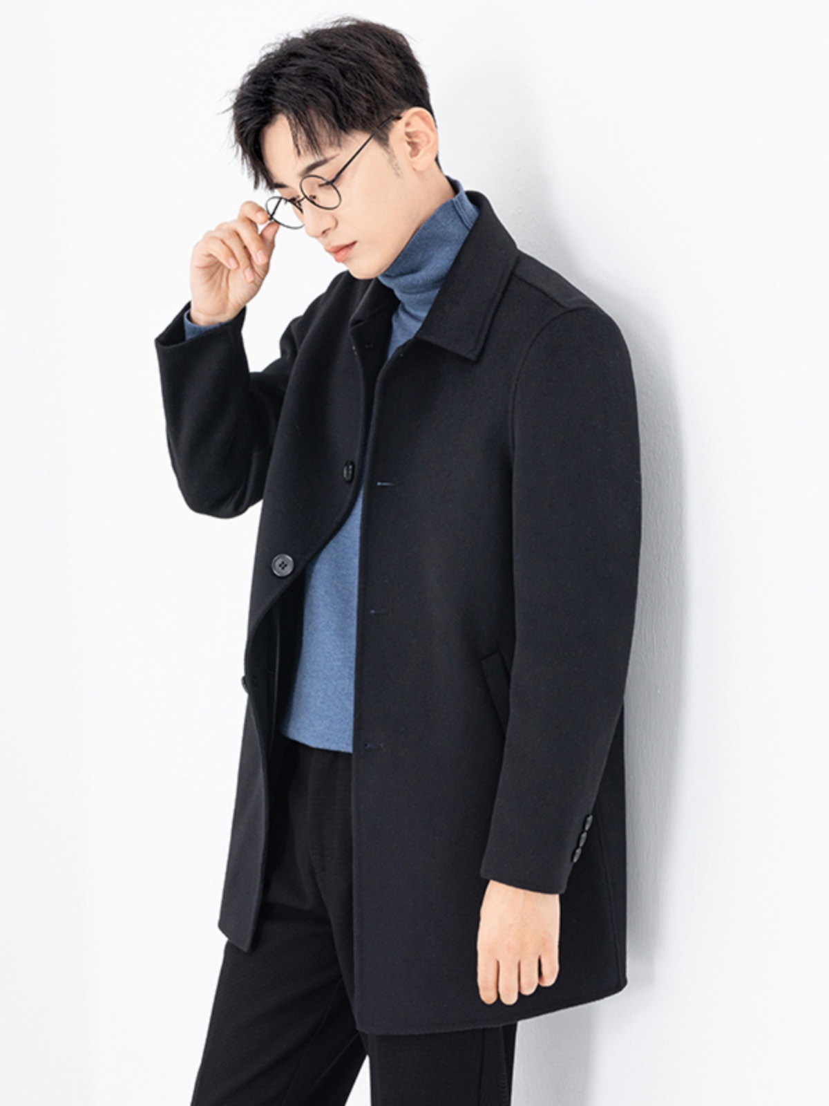 Mã A963: Len hai mặt lót xuống áo khoác cashmere