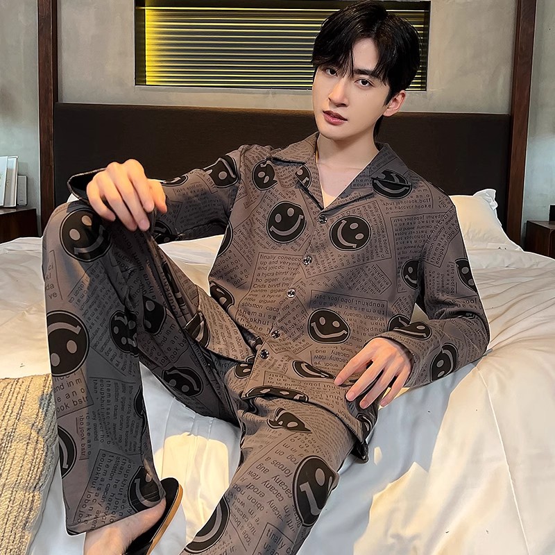 OE483: bộ đồ ngủ nam mặc nhà cotton dài tay quần áo mặc nhà SPNN
