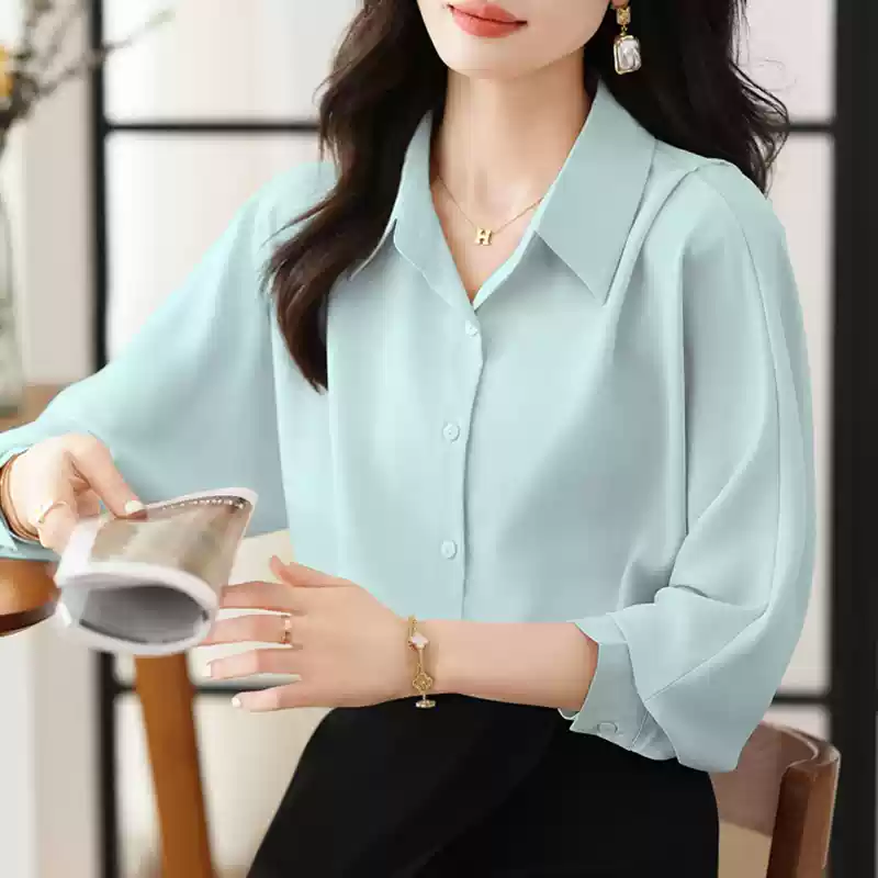 OD1007: Áo sơ mi voan nữ phong cách mới Châu Âu thời trang