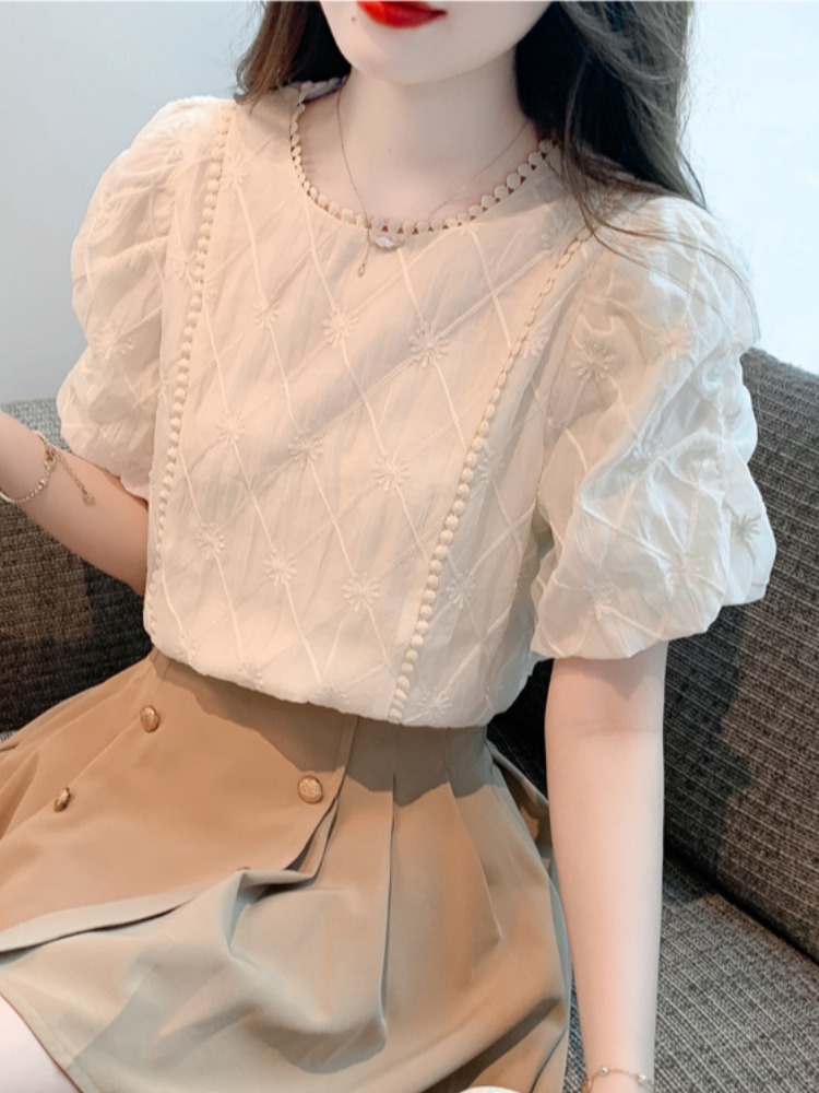 OD014: áo sơ mi nữ trắng ngắn tay Thiết kế