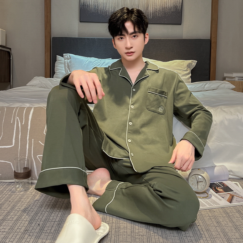 OE490: Bộ đồ ngủ nam SPNN mùa hè lưới phong cách tay ngắn cotton