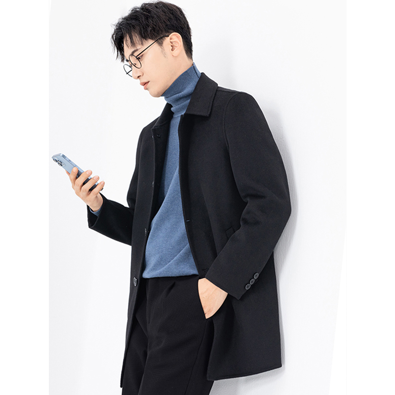 Mã A963: Len hai mặt lót xuống áo khoác cashmere