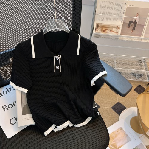 OD727: Áo len cổ polo cho nữ mùa hè Áo ngắn phong cách Hàn