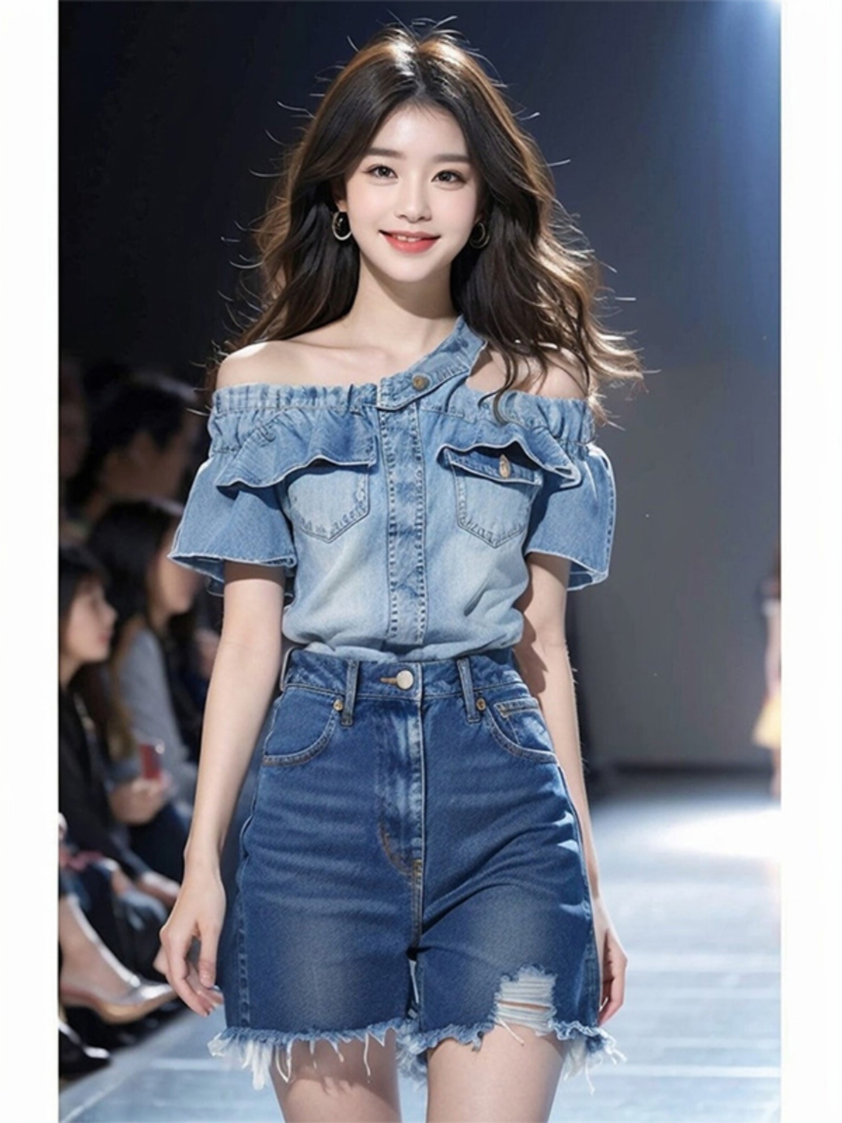 OD055: áo sơ mi nữ trễ vai CL jean