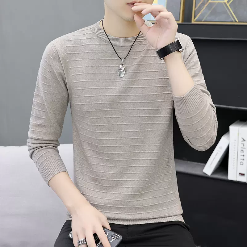 Mã A617: áo len cổ tròn mỏng nam dệt kim