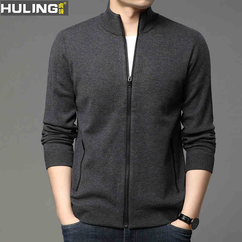 OC325: Áo Khoác Len Cardigan Nam Phong Cách Hàn Quốc Cổ Đứng Áo Len Cardigan Dài Tay