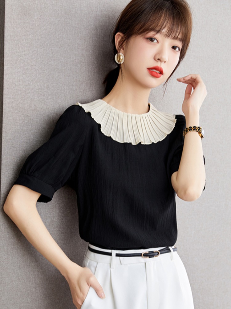 OD012: áo sơ mi nữ cổ phối bèo