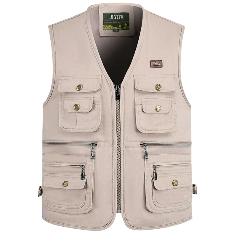 OH010: Áo khoác vest ghile nam nhiều túi bằng cotton nguyên chất
