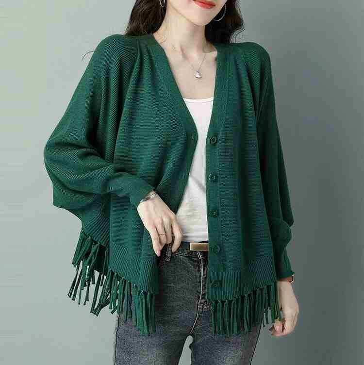 OC252: Áo khoác cardigan nữ dệt kim cổ tròn nữ thanh lịch