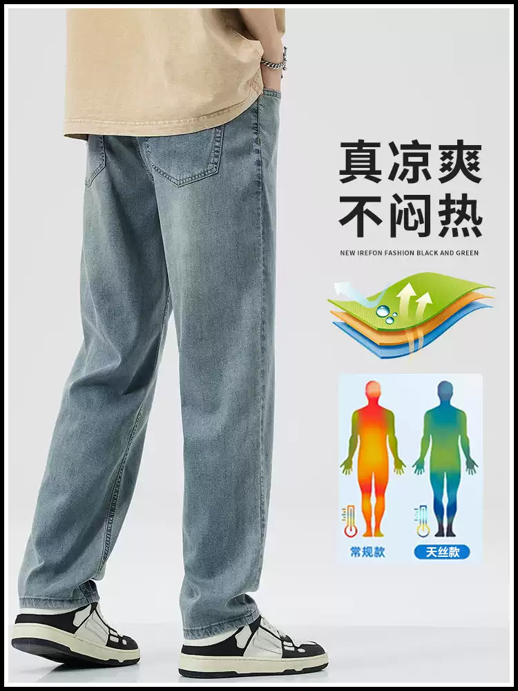 OE981: Quần jeans denim Tencel trơn mượt kiểu retro Mỹ dành cho nam