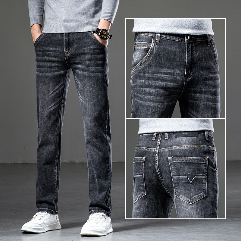 OE794: Quần jeans nam ống rộng thẳng giặt cao cấp