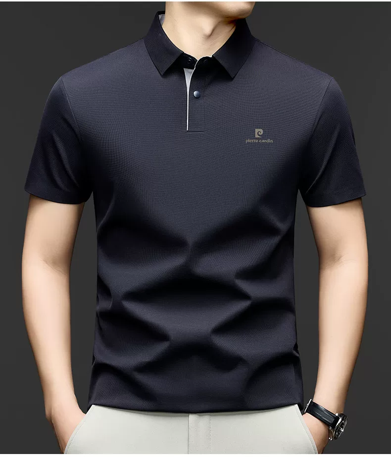 OE968: Áo Polo ngắn tay bằng lụa tơ tằm tơ tằm Pierre Cardin, thoáng khí