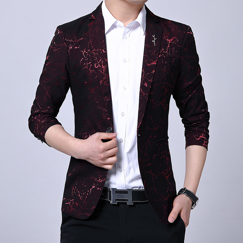 OH071: Áo khoác blazer nam thời trang và đa năng, kiểu dáng Hàn Quốc ôm sát, họa tiết hoa
