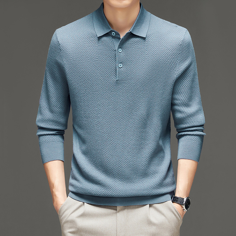 OD351: áo thun len nam cổ polo cao cấp dâu lụa dài tay atn