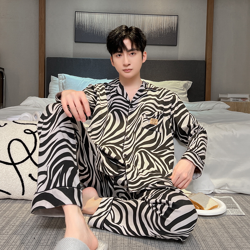 OE490: Bộ đồ ngủ nam SPNN mùa hè lưới phong cách tay ngắn cotton