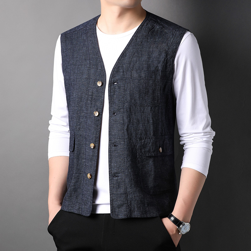 OD302: áo vest gile nam cao cấp vải lanh áo khoác
