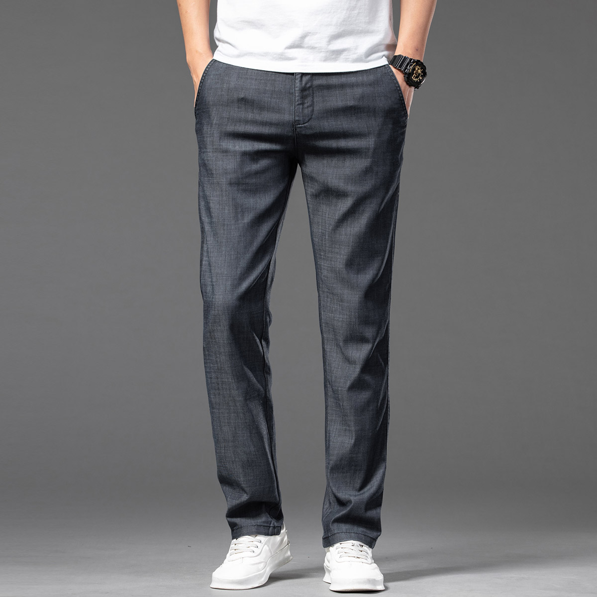 OE669: Quần jean Tencel mỏng mùa hè cho nam cao cấp cotton lụa lạnh