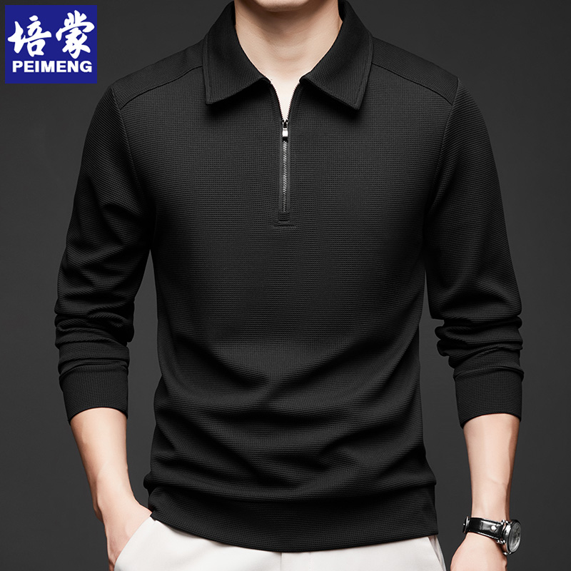 OE281: Áo thun POLO nam cao cấp tay dài cho trung niên cổ bẻ khóa nửa chính hãng Peimenh