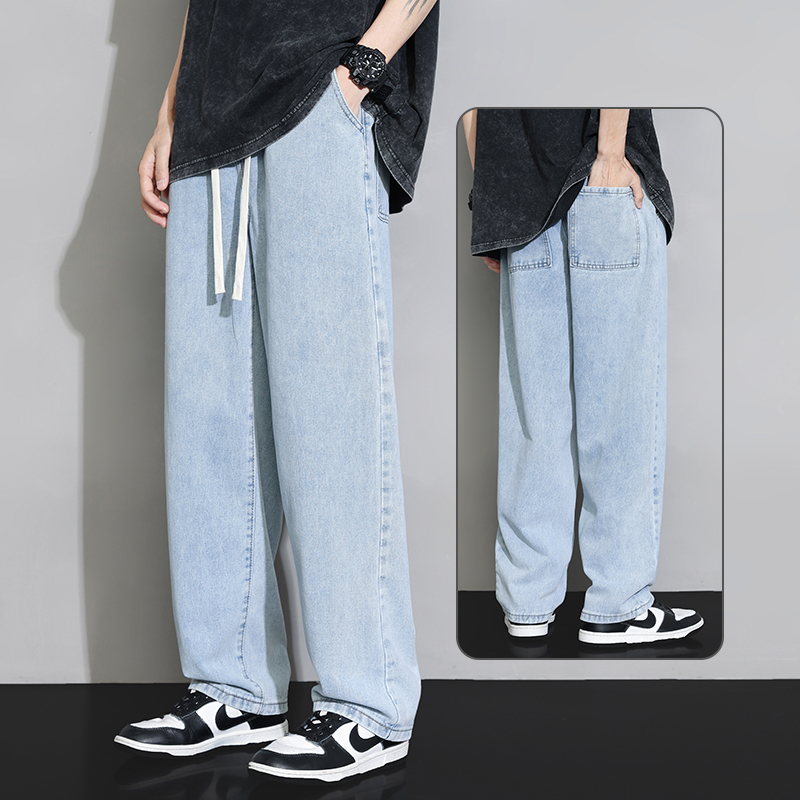 OE795: Quần jeans nam phong cách mới quần dài giản dị lưng thun