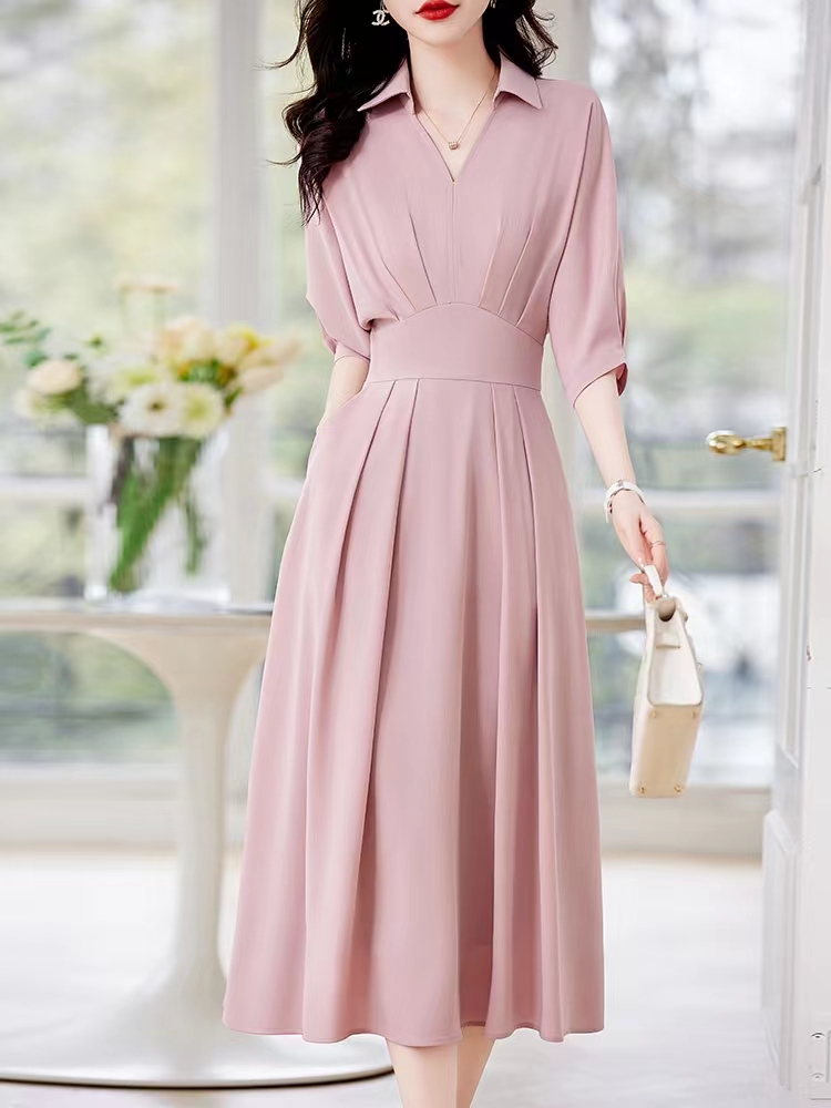 Mã B970: Đầm váy sơ mi nữ dáng dài chiết eo thanh lịch pc Hàn