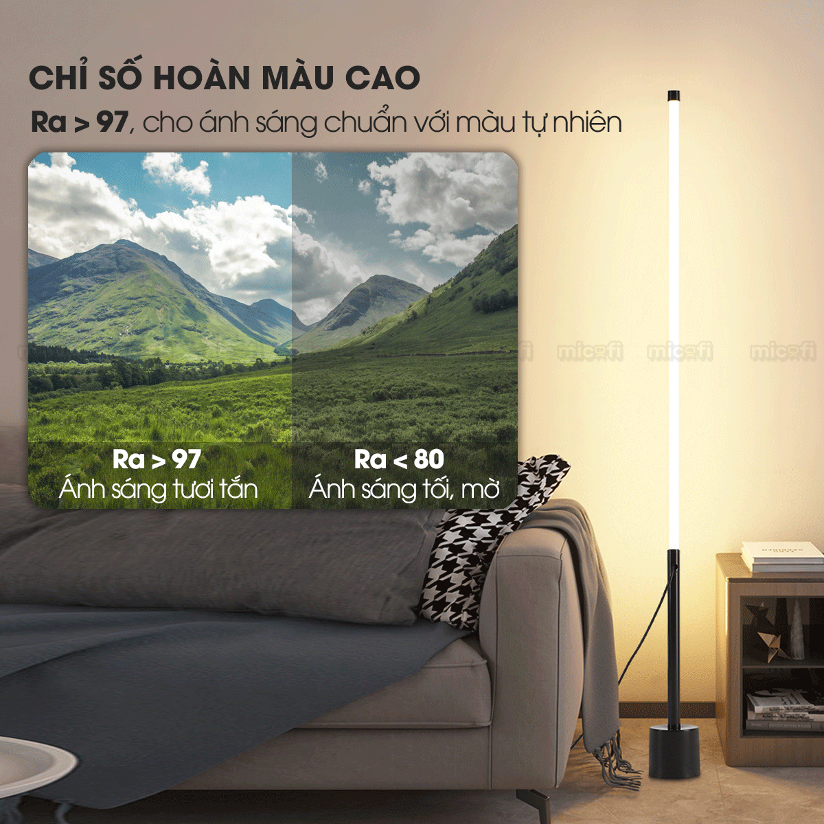 Đèn LED Micofi Trang Trí, LED Để Sàn Cây Đứng Decor Nhiều Màu, Đèn Cây Cột Cao Phòng Khách Hiện Đại Phòng Ngủ Đọc Sách