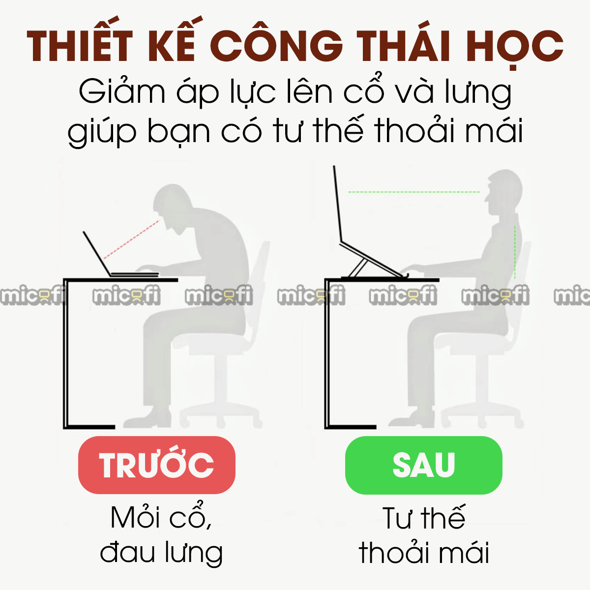 Giá Đỡ Laptop Micofi Gấp Gọn, Có Điều Chỉnh Độ Cao, Hỗ Trợ Tản Nhiệt