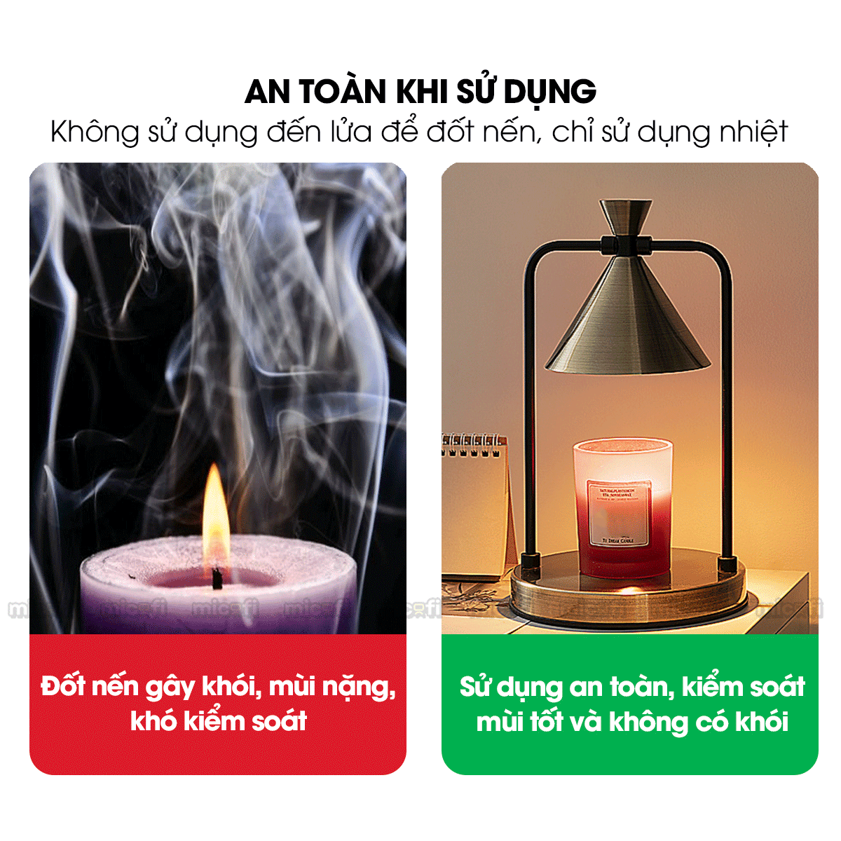 Đèn Nến Micofi Thơm Phòng Để Bàn Decor, Đèn Đốt Nến Thơm Phòng Khách Và Ngủ, Xông Tinh Dầu Điện Tử Trang Trí Có Hẹn Giờ