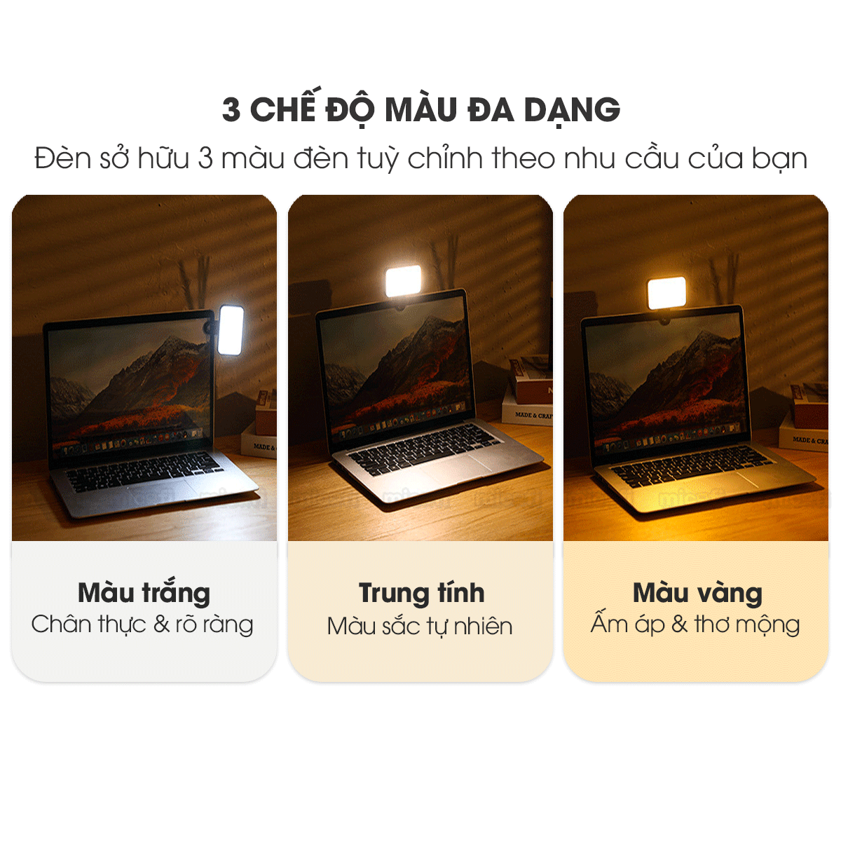 Đèn Led Micofi Livestream, Đèn Màn Hình Quay Video Selfie Mini Chụp Ảnh Kẹp Máy Tính Điện Thoại Hỗ Trợ Đổi Màu Chụp Hình