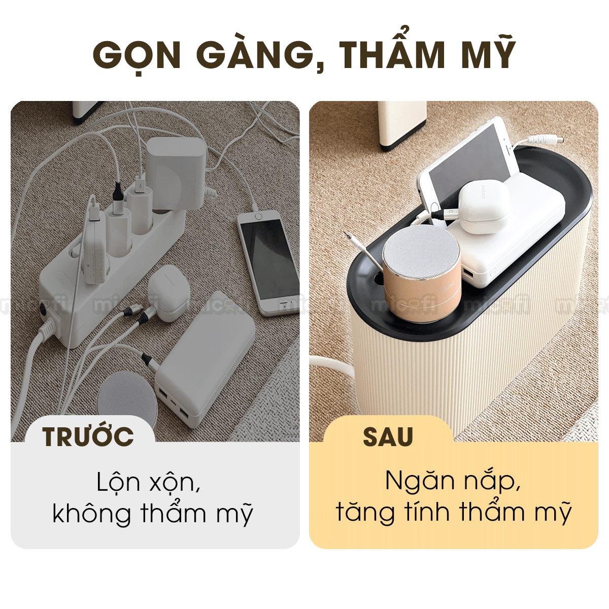 Hộp Đựng Ổ Cắm Điện Micofi, Hộp Che Ổ Điện, Sạc, Dây Điện Trang Trí Bảo Vệ An Toàn Bằng Nhựa