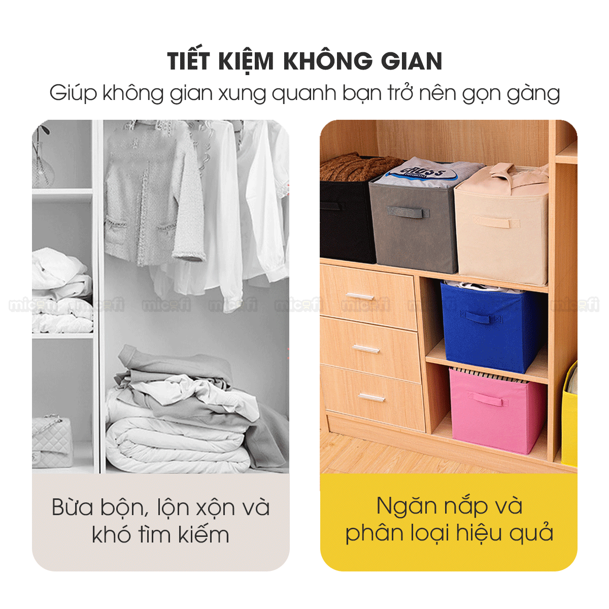 Hộp Đựng Đồ Micofi, Hộp Vải Đựng Đồ Chơi Đa Năng, Giỏ Để Cá Nhân, Thùng Vải Để Tài Liệu Có Tay Cầm Xếp Gọn