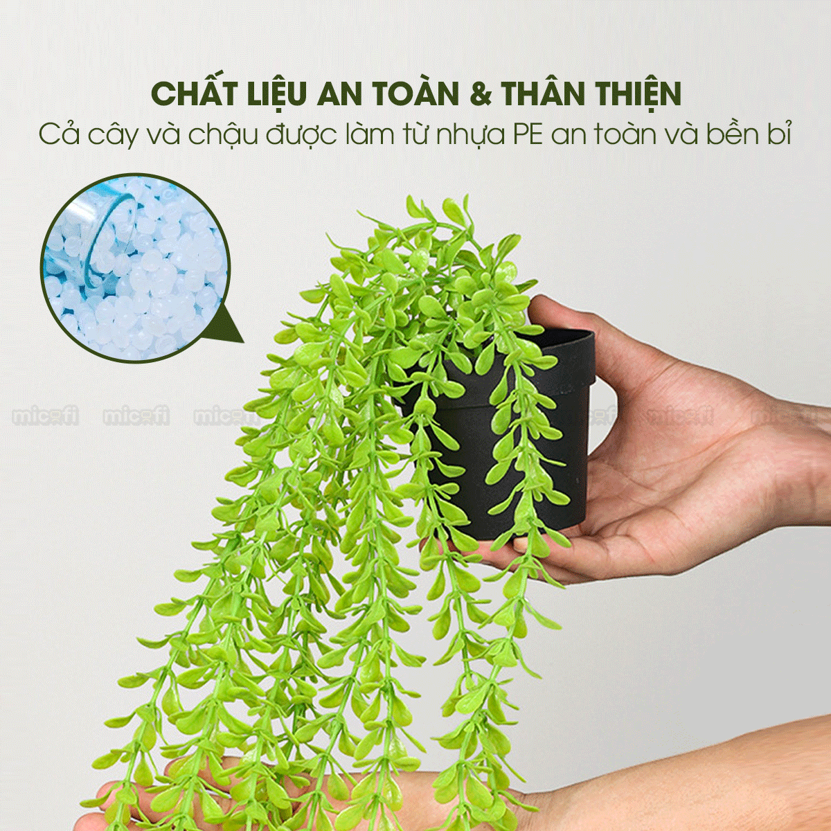 Chậu Cây Giả Dây Leo Micofi Trang Trí Nhựa Decor Ban Công, Cây Dây Leo Rủ Lá Cảnh Nhân Tạo Decor Phòng Ngủ Phòng Khách