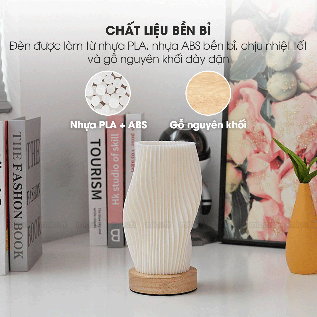 Đèn LED Bàn Micofi Trang Trí, LED Ngủ Decor Đọc Sách Để Bàn Phòng Khách Phòng Ngủ, Đèn 3D Nhiều Màu Gợn Sóng Hiện Đại
