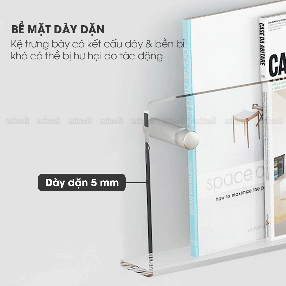Kệ Trưng Bày Micofi Trong Suốt, Kệ Treo Trang Trí Acrylic, Giá Treo Sách Tạp Chí Báo Decor Album Gắn Tường Tiện Lợi
