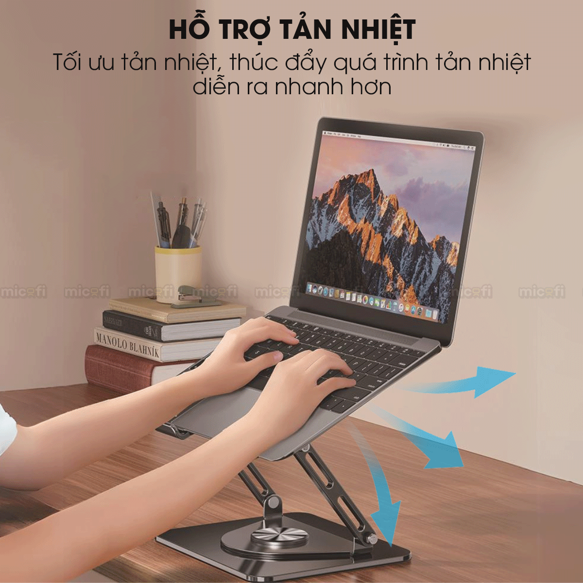 Giá Đỡ Laptop Ipad Micofi, Kê Laptop Máy Tính Xoay 360 Độ 15.6 Inch, Giá Để Ipad Macbook Tản Nhiệt Gấp Gọn