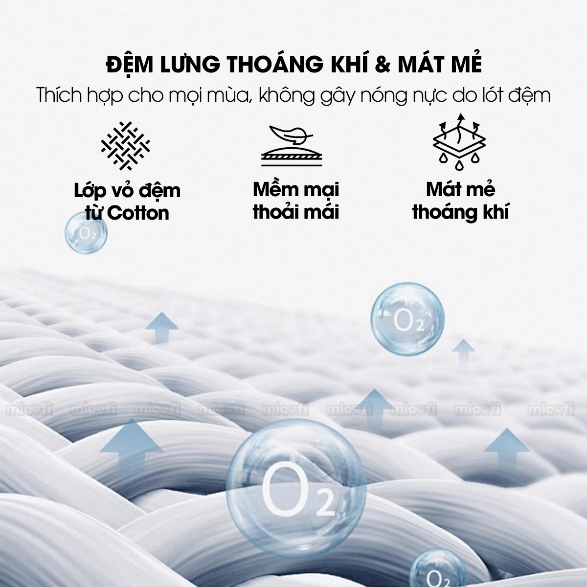 Gối Tựa Lưng Micofi Ghế Văn Phòng, Đệm Lót Ghế Ô Tô, Đệm Kê Thoát Vị Đĩa Đệm Công Thái Học Chống Đau Mỏi Lưng Thoáng Khí