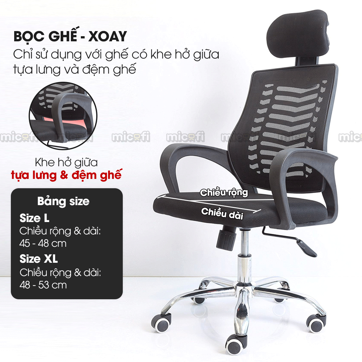 Bọc Ghế Xoay Văn Phòng Micofi Gaming, Vỏ Bọc Bằng Vải Bao Đệm Và Lưng Ghế Ngồi Xếp Chống Bụi Co Giãn Bảo Vệ Tốt