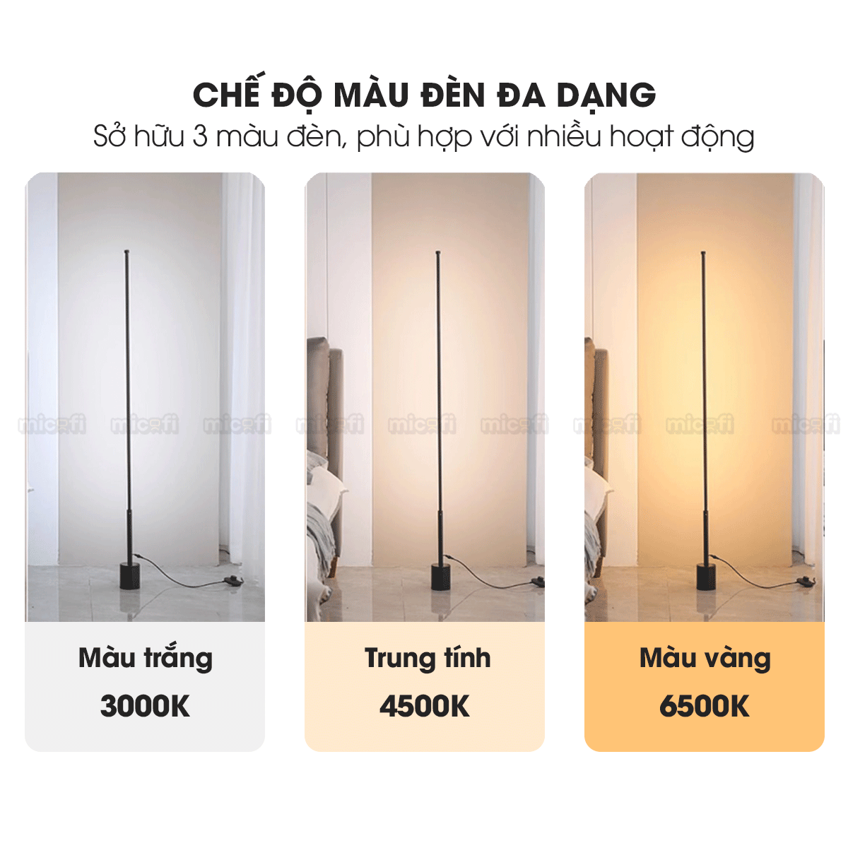 Đèn LED Micofi Trang Trí, LED Để Sàn Cây Đứng Decor Nhiều Màu, Đèn Cây Cột Cao Phòng Khách Hiện Đại Phòng Ngủ Đọc Sách