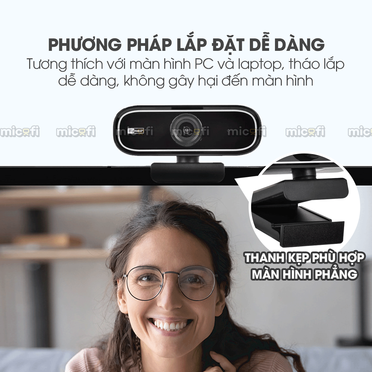 Webcam Micofi Camera Nét PC, Webcam Có Micro 2K Laptop 30FPS Máy Tính Bàn 1080P PC USB Hỗ Trợ Học Online Từ Xa Tiện Lợi