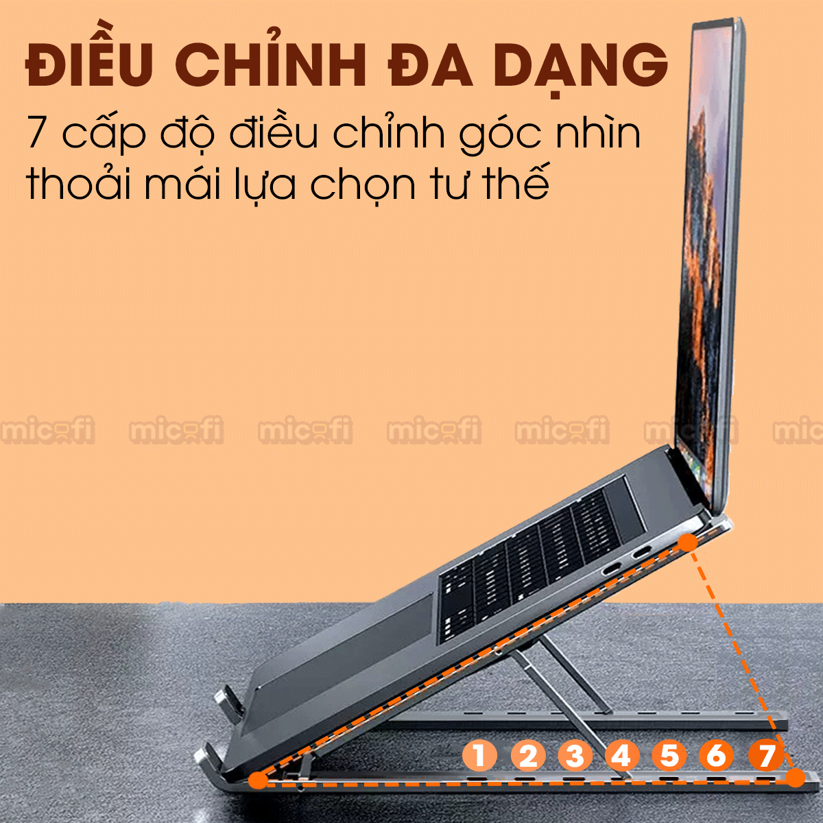 Giá Đỡ Laptop Micofi Gấp Gọn, Có Điều Chỉnh Độ Cao, Hỗ Trợ Tản Nhiệt
